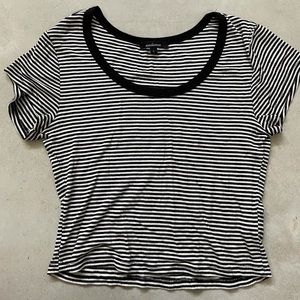 Black and white striped ringer crop top